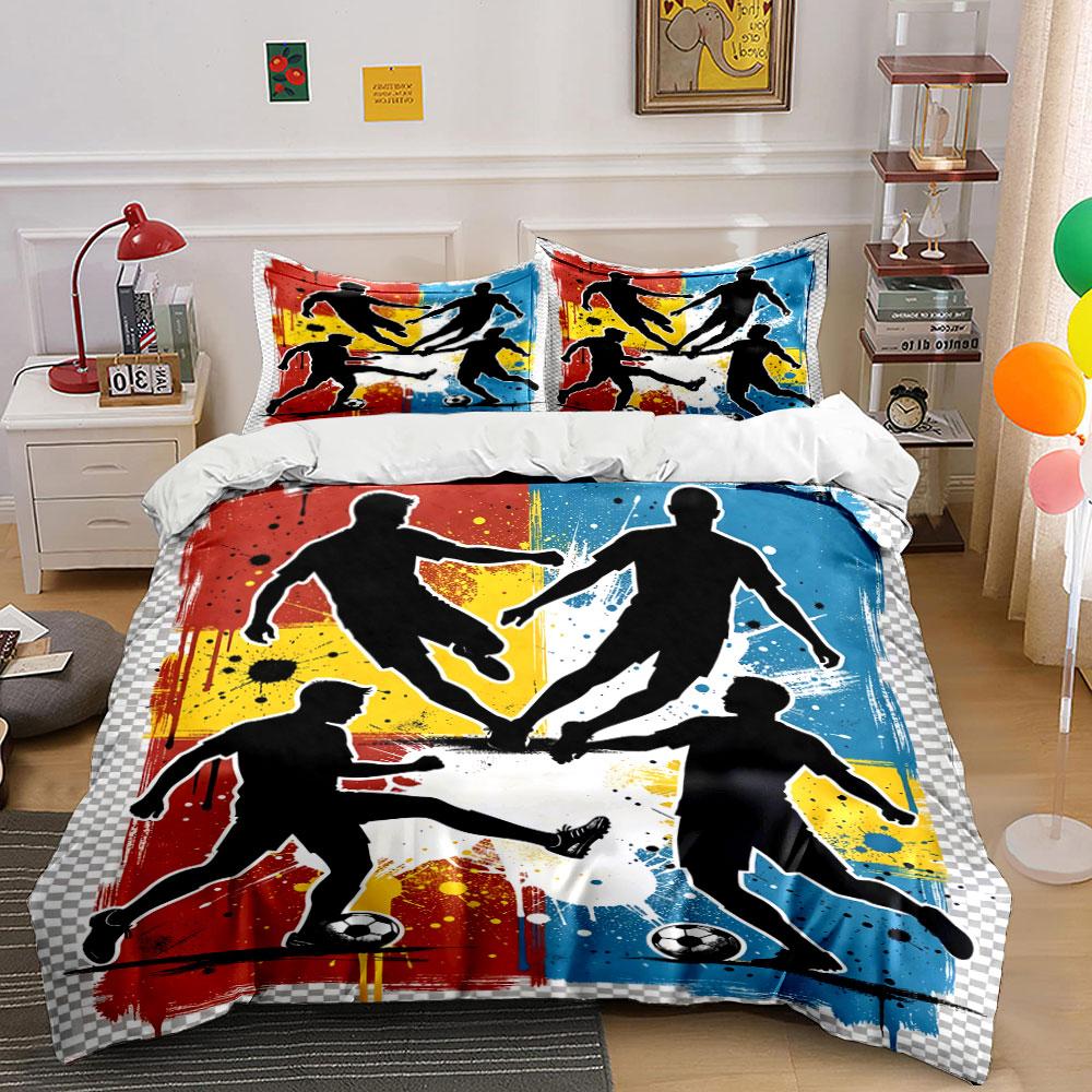 Soccer players with balls. Bedding sets Duvet cover sets Duvet covers Pillowcases(1 * Duvet Cover 2 * Pillowcases, without duvet insert)