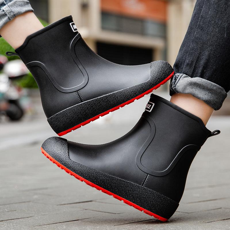 2025 новые уличные дождевые ботинки мужская верхняя одежда флисовые нескользящие резиновые сапоги женская мягкая подошва водонепроницаемая обувь износостойкая резиновая обувь tide