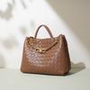 Popular Woven Cowhide Metal Rope Buckle Shoulder Bag Fashion Trend Niche Portable Street Commute