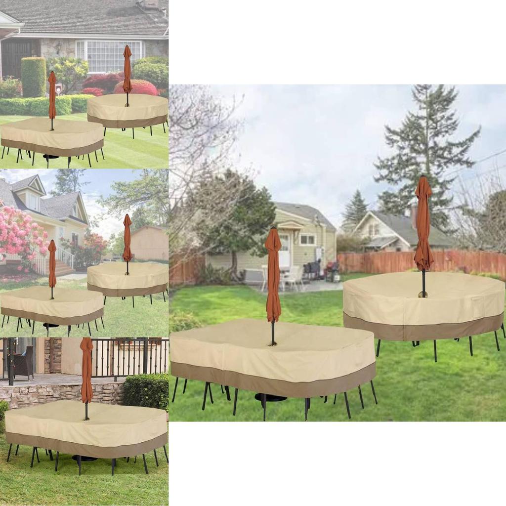 Durable 190t Silver-coated Oxford Fabric Garden Furniture Dust Cover Beige And Coffee Color