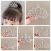Pearl Crystal Crown Hair Comb Flower Rhinestone Hairpins Elegant Children Tiara Headband Daily