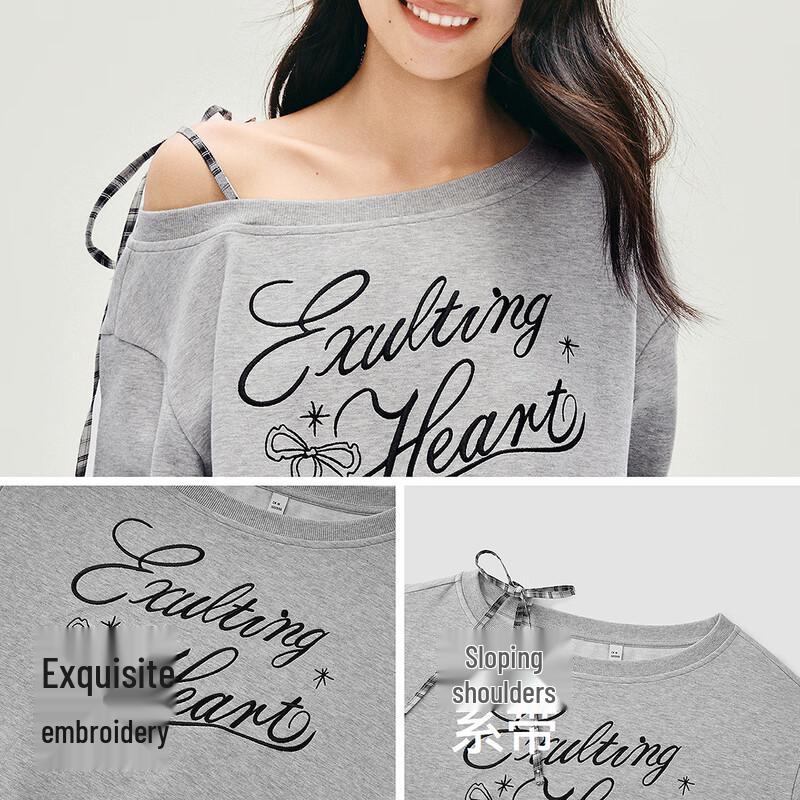 Semir Women's Faux 2-Piece Plaid Patchwork Sweatshirt