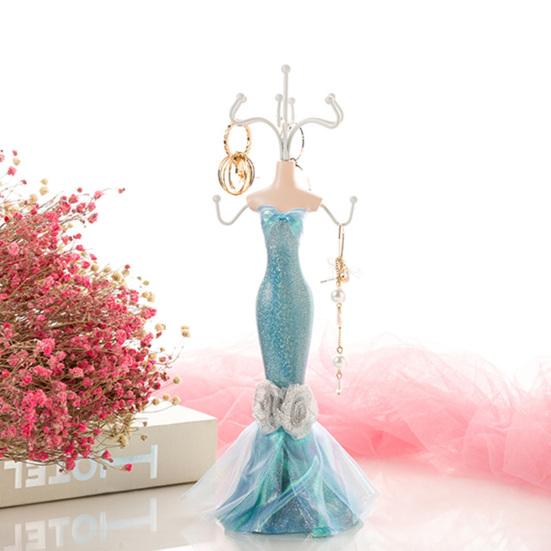 Mini Manikin Jewelry Stand Lady Mannequin Jewelry Organizer with 8 Hooks 2 Tier Necklace Bracelet Earring Ring Holder Display Stand