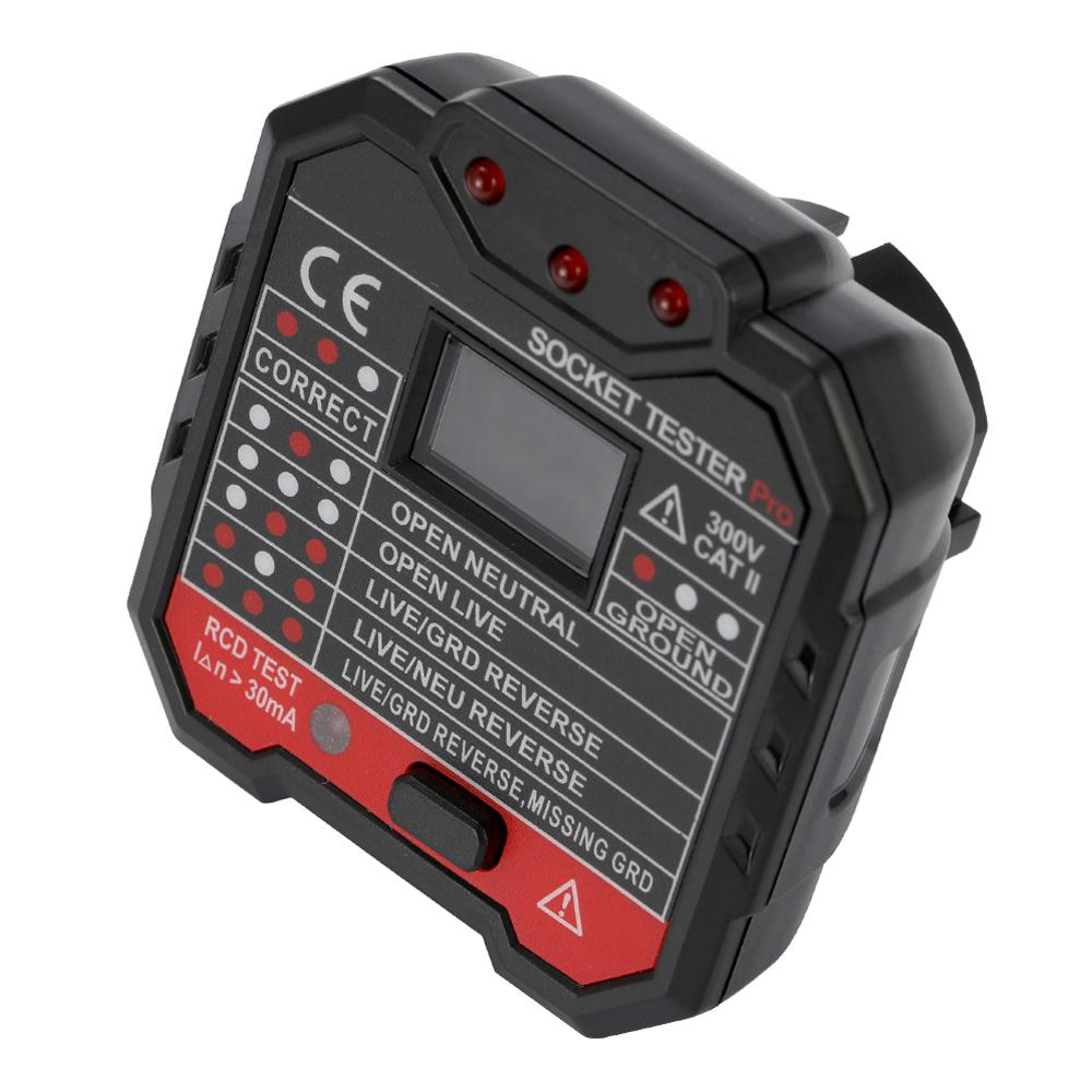 KKmoon KKM5 Digital Display Socket Detector Portable Circuit Polarity Voltage Tester Wall Plug Breaker Finder RCD Test