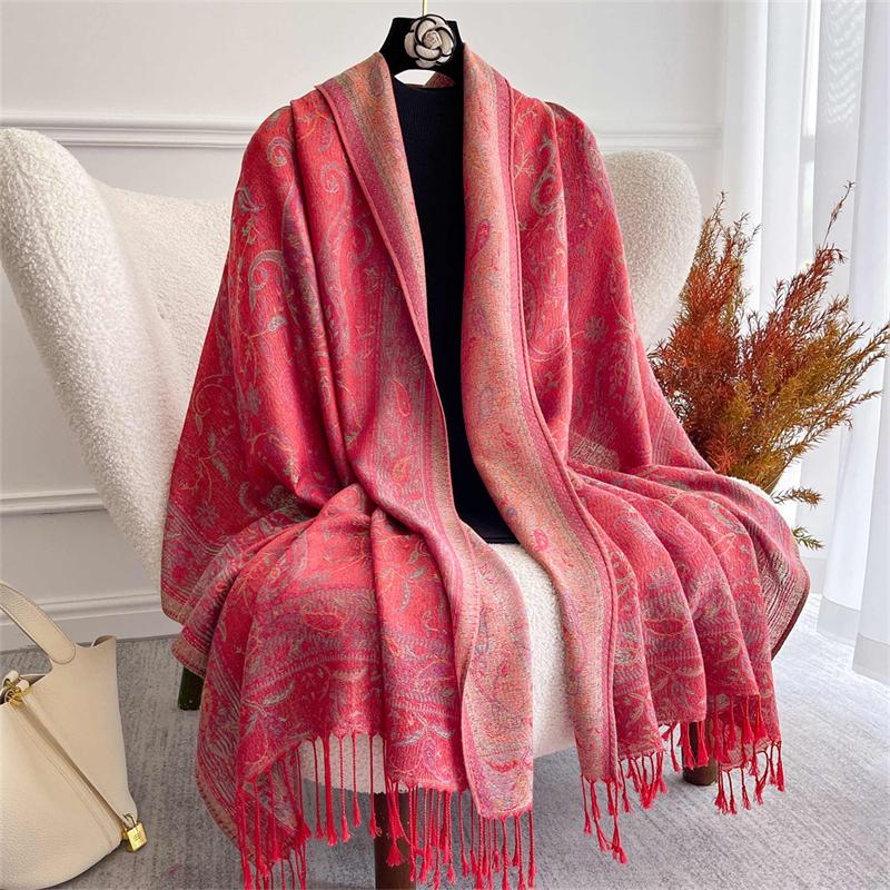 Autumn Bohemian Ethnic Paisley Cashmere Shawls Scarf for Women Warm Jacquard Pashmina Scarves Print Design Lady Foulard Stoles