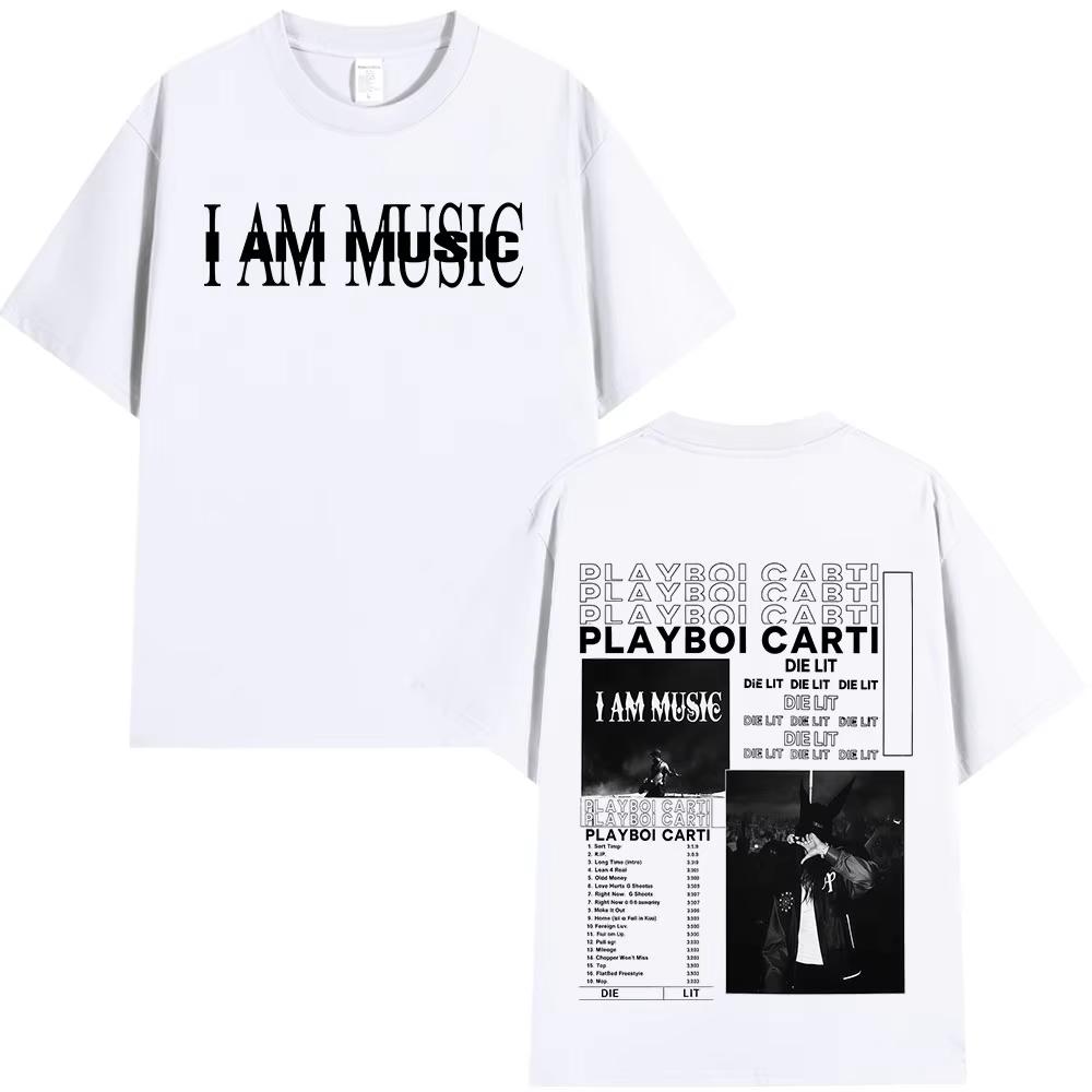 Рэпер Playboi Carti I AM MUSIC графика 100% Хлопок футболка с принтом для фанатов Мужская 2026 Новый Летний Хип-хоп унисекс Короткий рукав подарки
