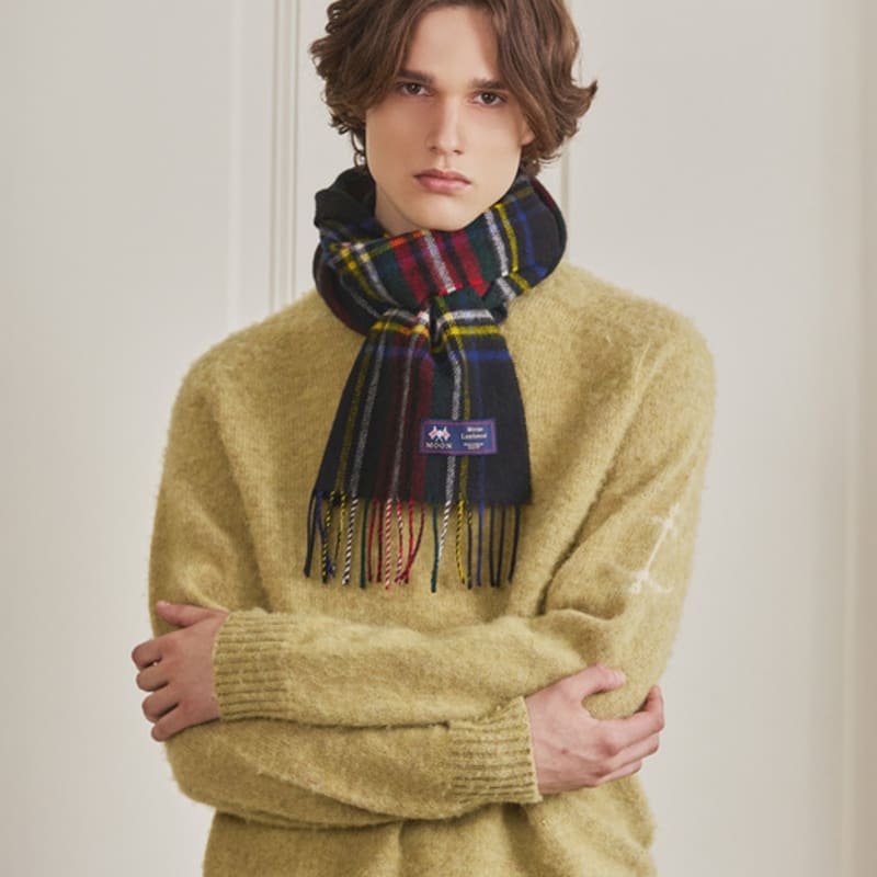 ABRAHAM MOON Шарф из мериносовой шерсти 25 см - Черный Стюарт