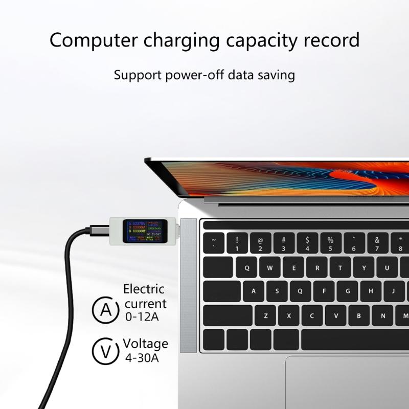 USB-C Измеритель дисплея для обзора данных зарядки, инструмент Type C "папа-мама" с поддержкой двустороннего мониторинга для ежедневного использования устройств на рабочем столе