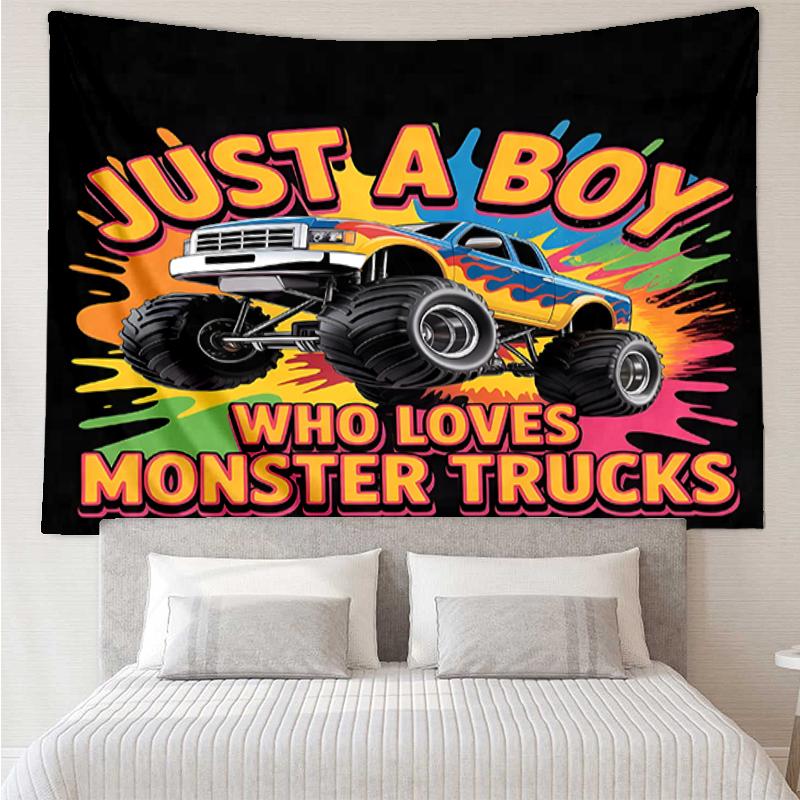 Truck Print Tapestry, Backdrop, Easy Setup, Ideal for Bedroom, Office & Living Room, with Aesthetic Wall Hanging Decor.