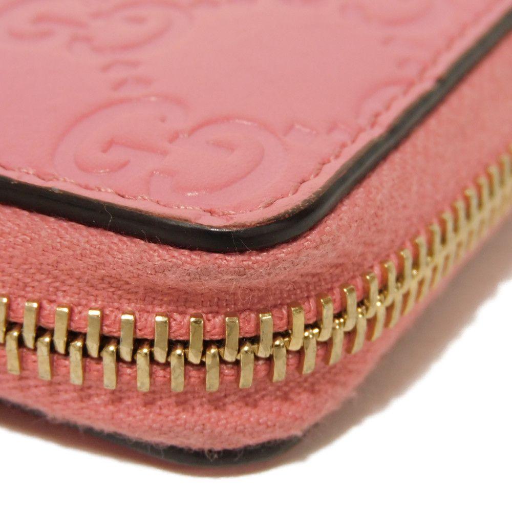 Used Guccissima Coin Purse 9539 255452 7943 Double G Embossed Card Case Zip Around GG Shima Pink Unisex from Japan