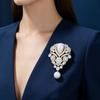 Charming Violet Pearl Pendant Brooch with Rhinestone for Evening Gown Accessory