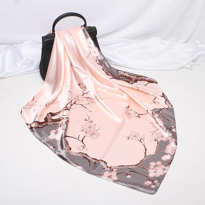 Весенне-летний атласный длинный шарф для женщин, солнцезащитная шаль, модный атласный длинный шарф для красоты, универсальный дорожный шарф