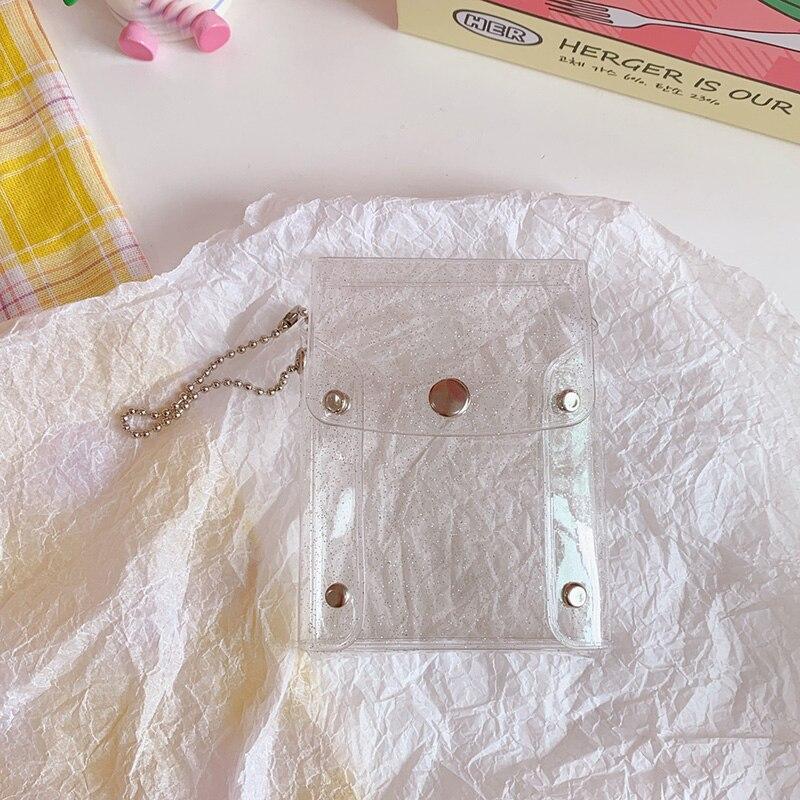 Cute Sequins Transparent Coin Purse Lipstick Bag Girl Kawaii Pink Key Chain Wallets Card Holder Fashion Hasp Clear Pvc Mini Bags