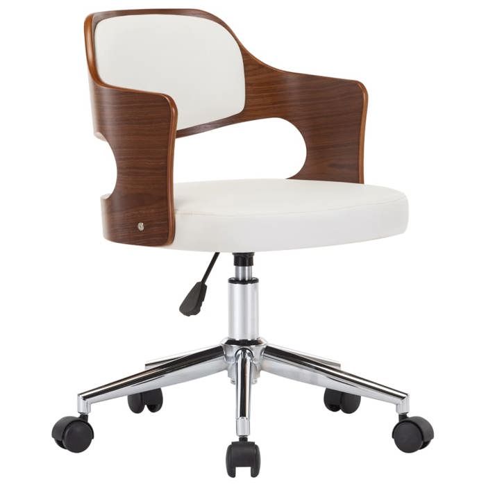 Maison Exclusive - Chaise pivotante de bureau Blanc Bois courbé et similicuir