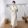 Elegant French Style Knitted Dress for Women Long Sleeve Dress with Slim Waist