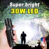 Супер яркий прожектор, светодиодный фонарик дальнего действия, встроенный аккумулятор, зарядка через USB, водонепроницаемый портативный фонарик для кемпинга