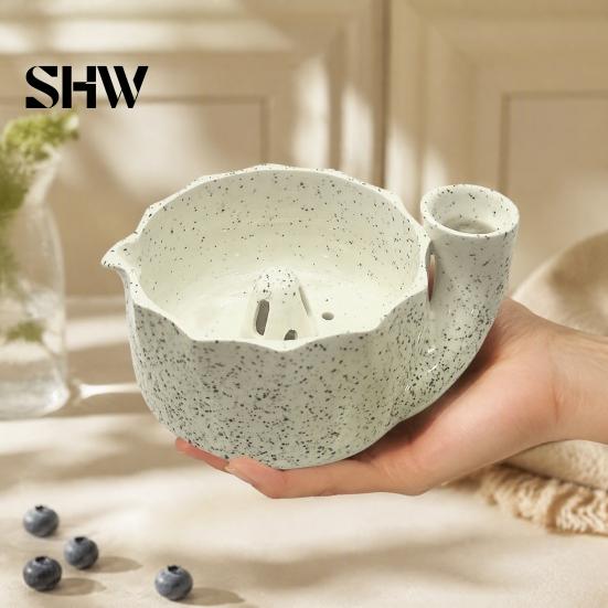 Самовращающаяся керамическая миска для мытья фруктов и ягод, с встроенными дренажными отверстиями, деликатное сито, компактное вихревое сито для кухни