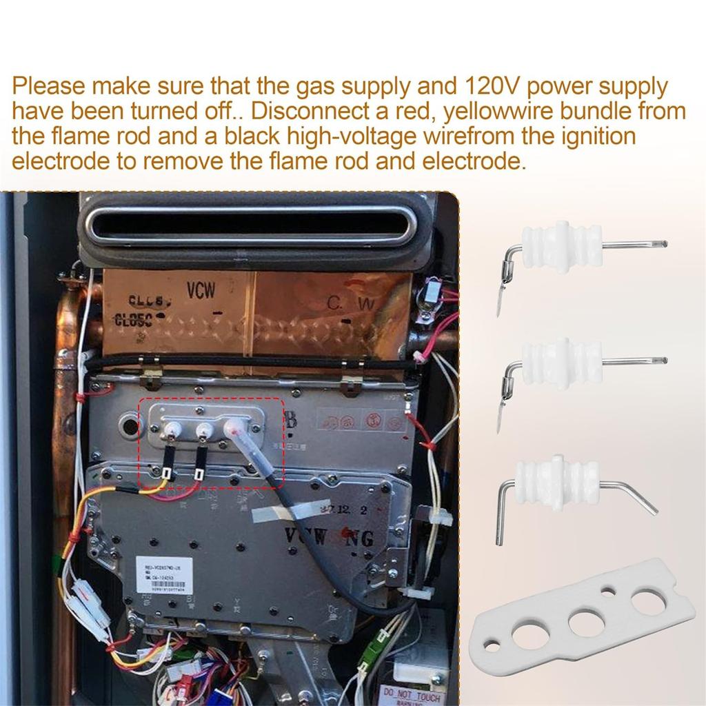 Простая установка Комплект электродов пламени Запасной комплект электродов зажигания Подходит для моделей водонагревателей