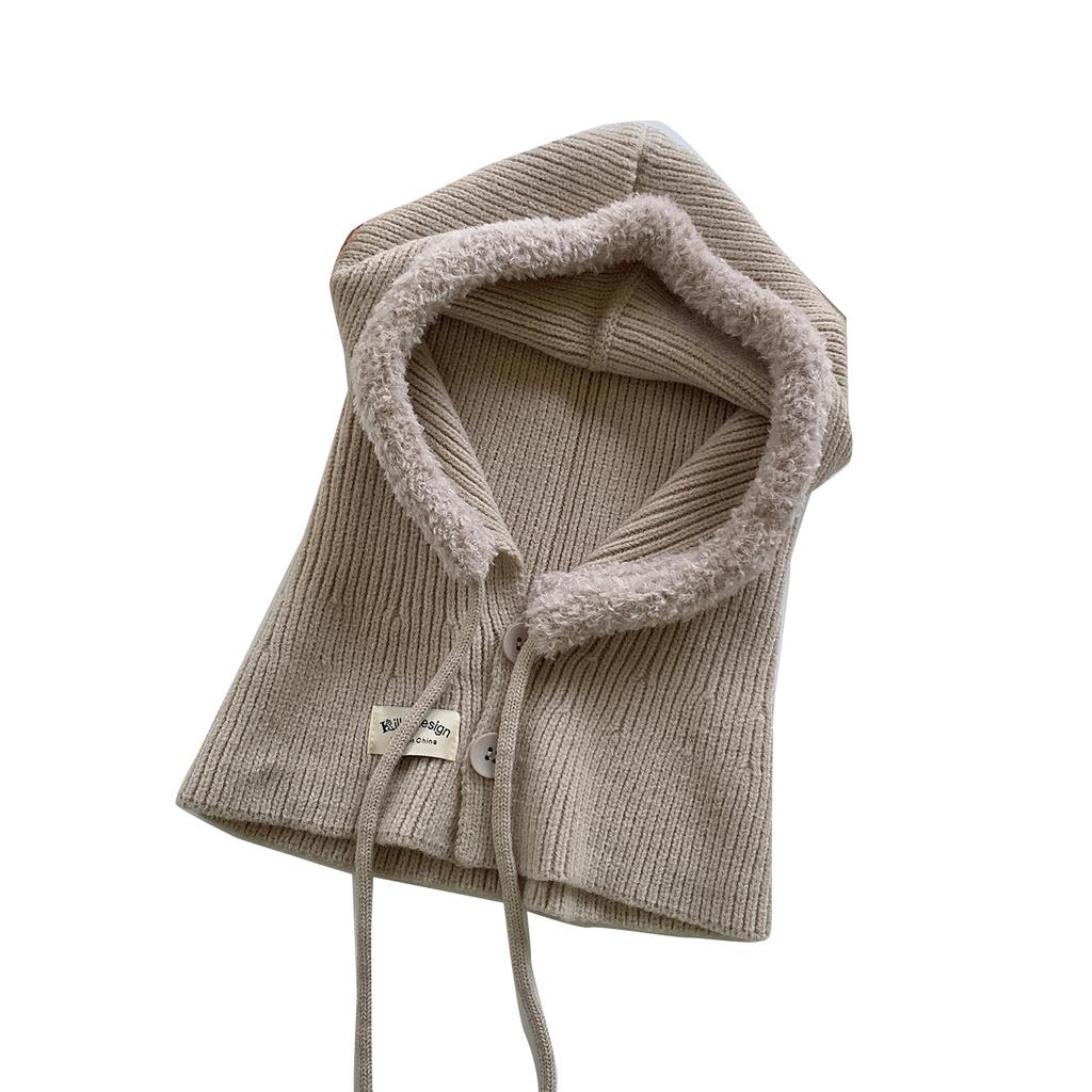 Мягкая Теплая Балаклава Шапка Вязаный Капюшон Шарф Шапка для Лыж Пеших Прогулок Универсальная Женская Ветрозащитная Шаль-Шапка с Защитой Шеи