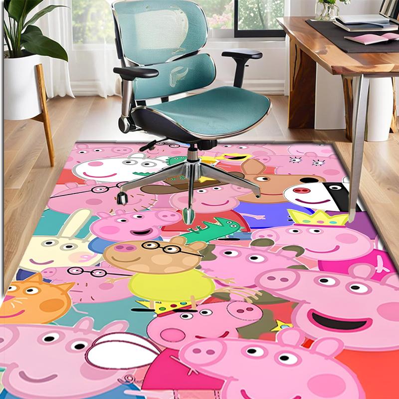 Peppa Pig Pattern Rug, Indoor/Outdoor Mat, for Picnic, Gameroom, Bedroom, Office, Living Room, Home Decor Carpet, Birthday Gift