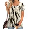 Plus Size Women's Casual Round Neck Pleated Short Sleeve Color Top