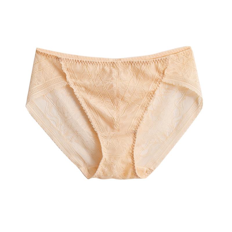 1 Pc Low Waist Sexy Lace Triangle Briefs Silky Smooth and High Elasticity Silk Home Underwear Briefs