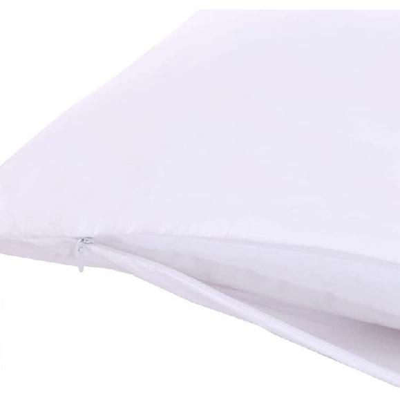 2 Pillow Protectors, Zippered Hypoallergenic Down Proof Pillow Covers, 600 Thread-Count - 100 % Cotton Pillows Protector, White, Standard / Queen