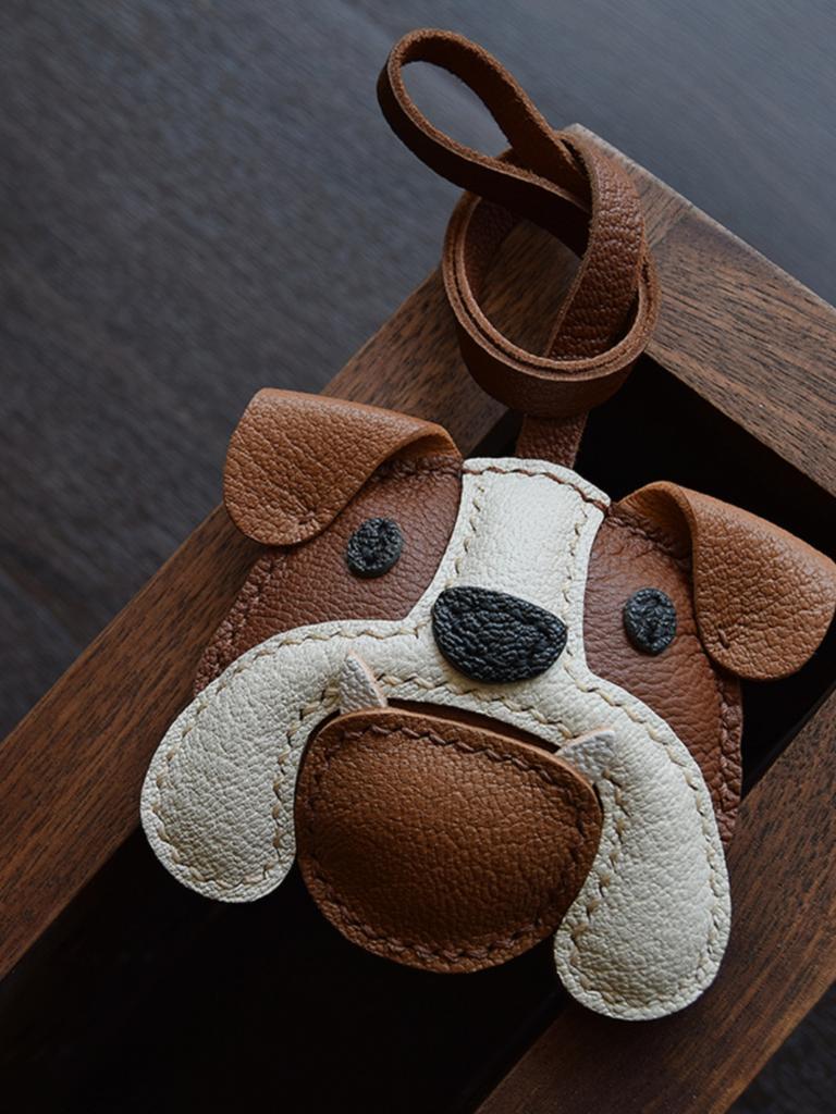 Бульдог ручной работы кожаная сумка для ключей от машины подвеска на зеркало заднего вида персонализированный брелок