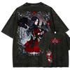 Alice Madness Returns Винтажная стираная футболка с графическим принтом Унисекс Круглый вырез Короткий рукав Хлопок Повседневная Уличная мода Футболки Топы для мужчин женщин
