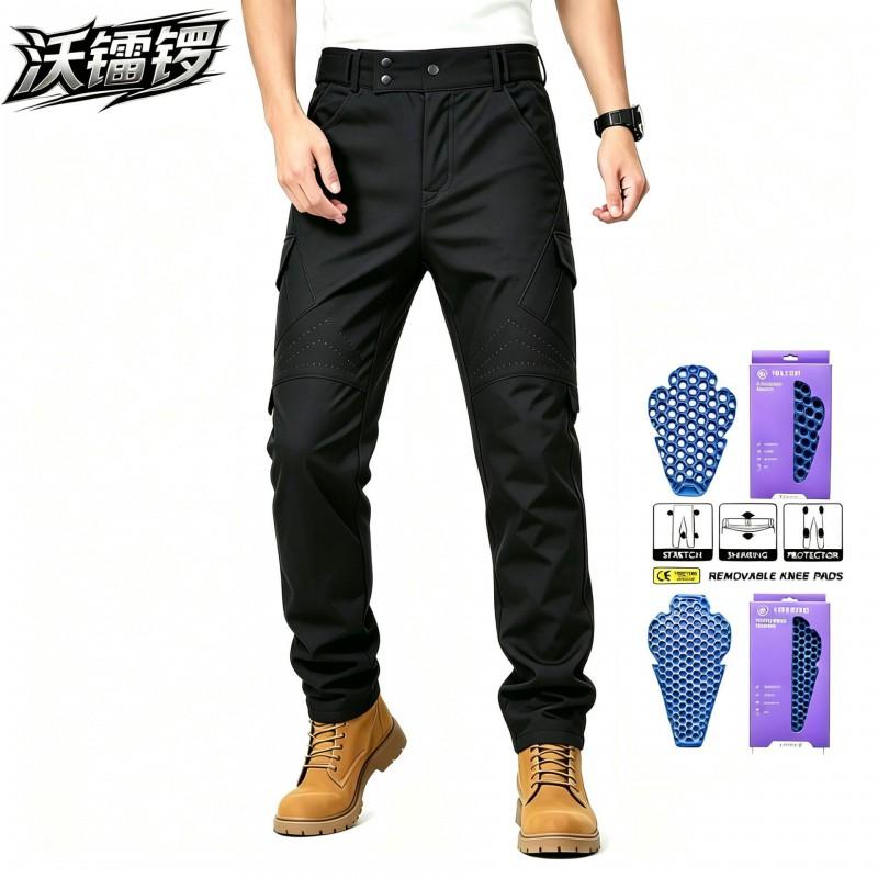 Mens Motorcycle Riding Pants With CE Level 2 Armor Breathable Mesh Ventilation High-Waist Stretch Fit Touring