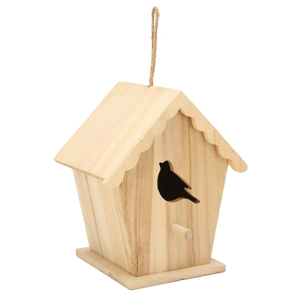Wood Birdhouse Bird Shaped Entrance Bird Box House DIY Outdoor Nesting Box for Garden Backyard
