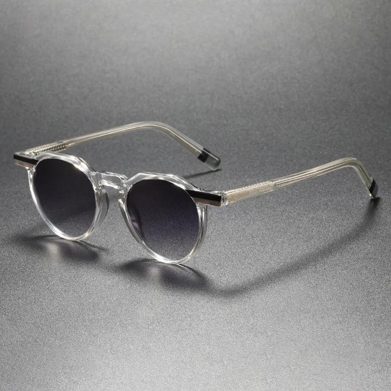 New Fashionable Transparent Round Frame Women's Sunglasses Outdoor Neutral Color Blocked Versatile UV400 Sunscreen Glasses