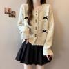 Korean Sweet Girl Round Neck Knitted Top Autumn Winter 3D Bowknot Slim Long-sleeved Sweater Cardigan