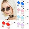 Cloud Shaped Shades Disco Glasses Steampunk Sunglasses Rimless Sunglasses Clouds Tassel Sunglasses