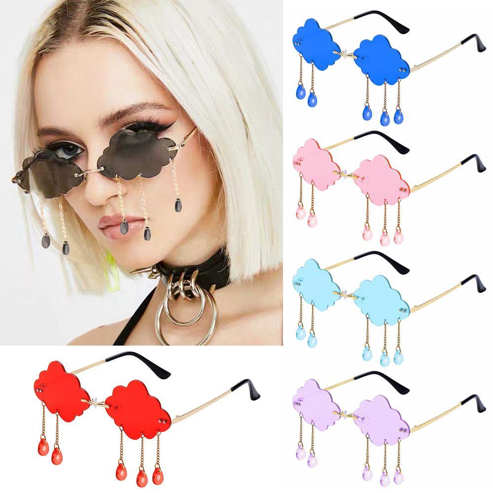 Fashion UV400 Shades Rimless Sunglasses Disco Glasses Clouds Tassel Sunglasses Steampunk Sunglasses