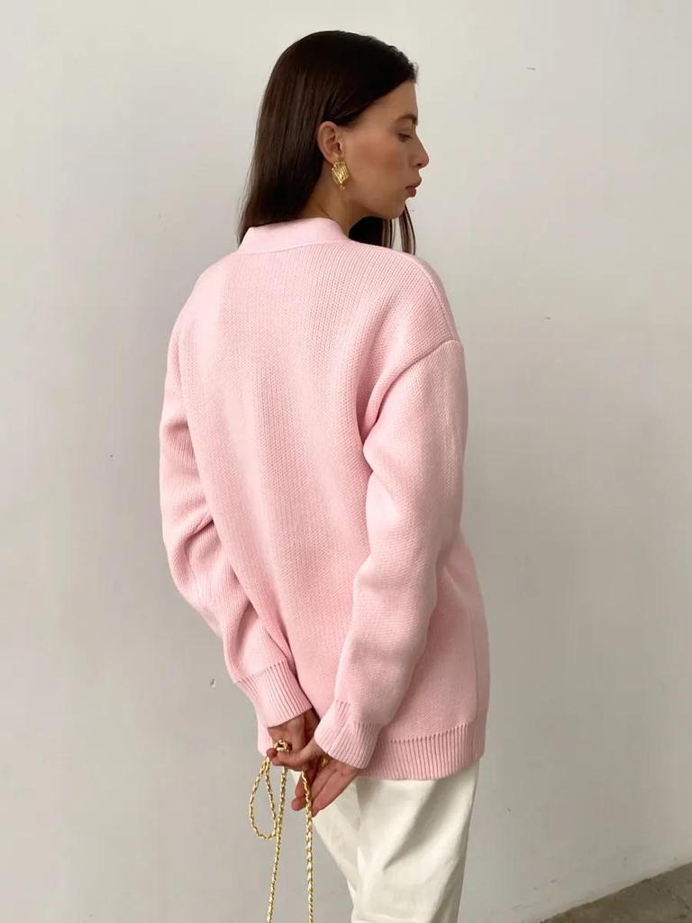 Single-breasted Knitted Cardigan Jacket Loose Long-sleeved Warm Top