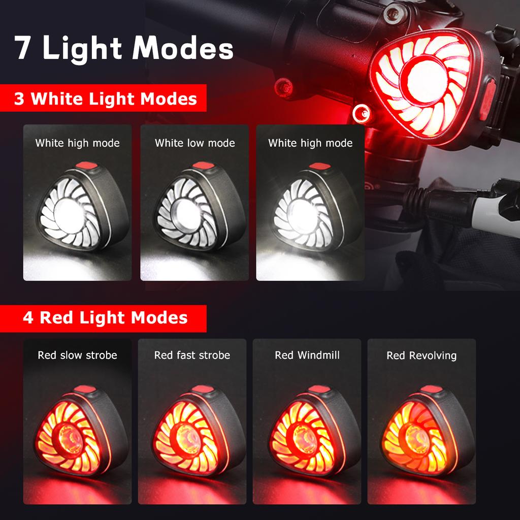 Светодиодный перезаряжаемый налобный фонарь 1 унция, легкий налобный фонарь с красным светом и 7 режимами, задний фонарь для велосипеда с кронштейном для велосипеда и 4 крючками, водонепроницаемый налобный фонарь