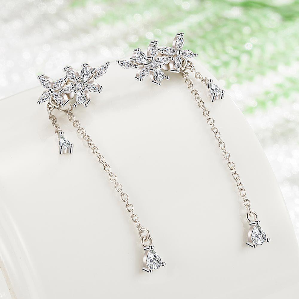 Корейский стиль Элегантные серьги-гвоздики средней длины с кисточками и пятью лепестками в виде цветка, японские аксессуары для девочек