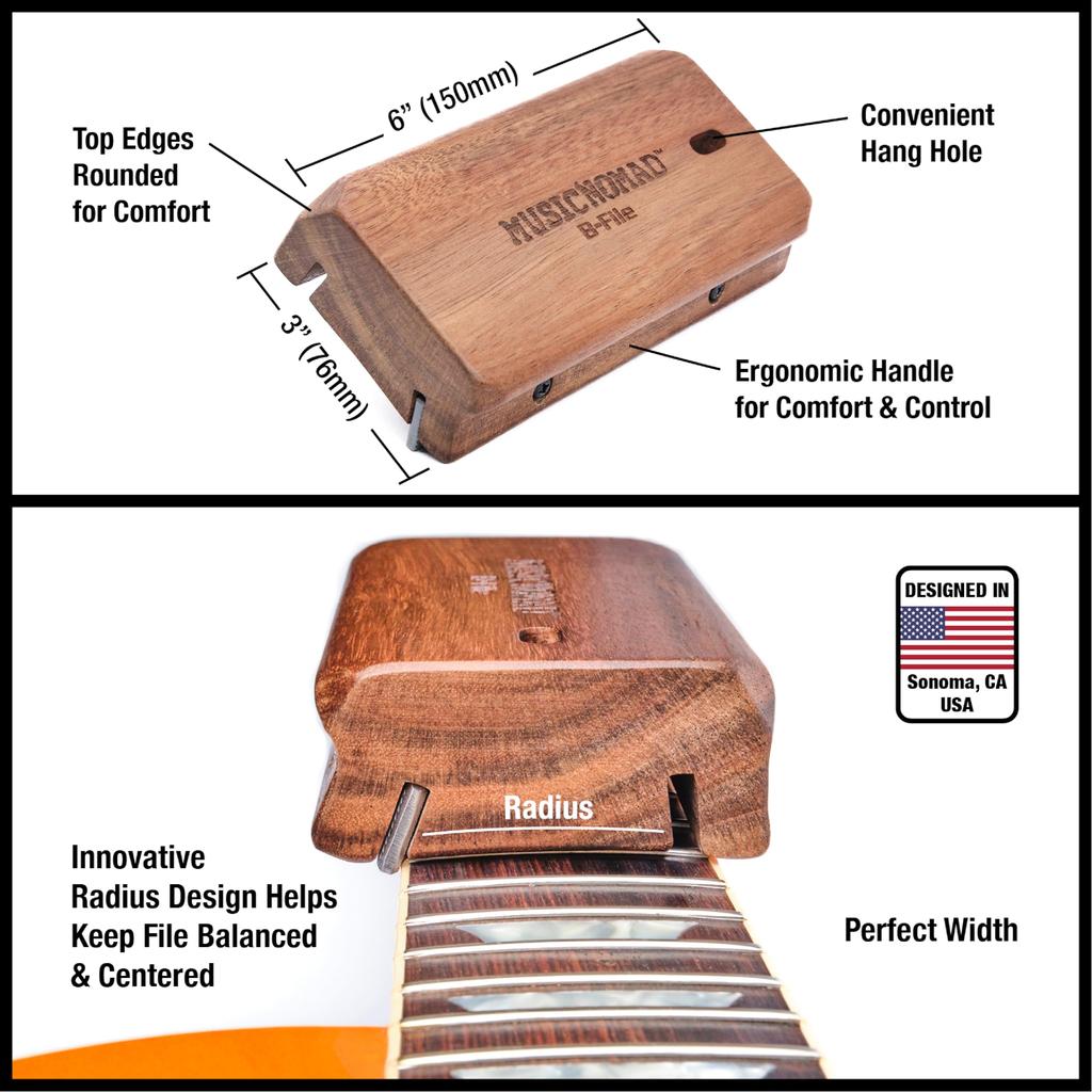 MUSIC NOMAD MN831: A Dedicated File for Quickly and Reliably Finishing Fret Ends with a Consistent Angle and Finish.