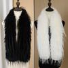 Thick Fluffy Y2K Girl Scarf Imitation Mink Fur Ladies Tassels Scarf  for Warm