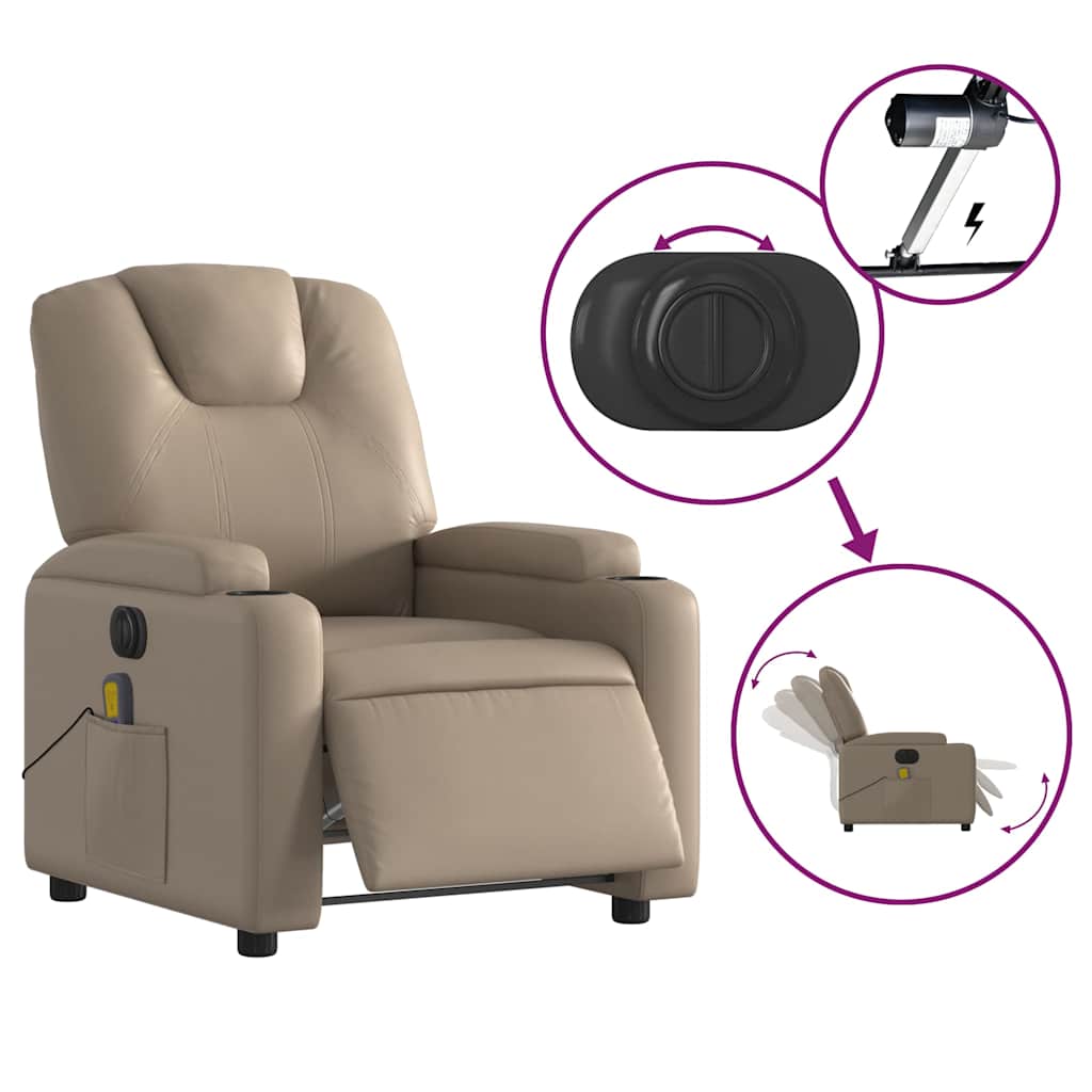 Electric Massage Chair Cappuccino Brown Faux Leather