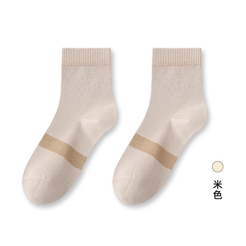 91% Хлопок Носки без костей Женские антибактериальные цветные контрастные женские хлопковые носки в студенческом стиле Носки-трубы средней длины Спортивные носки