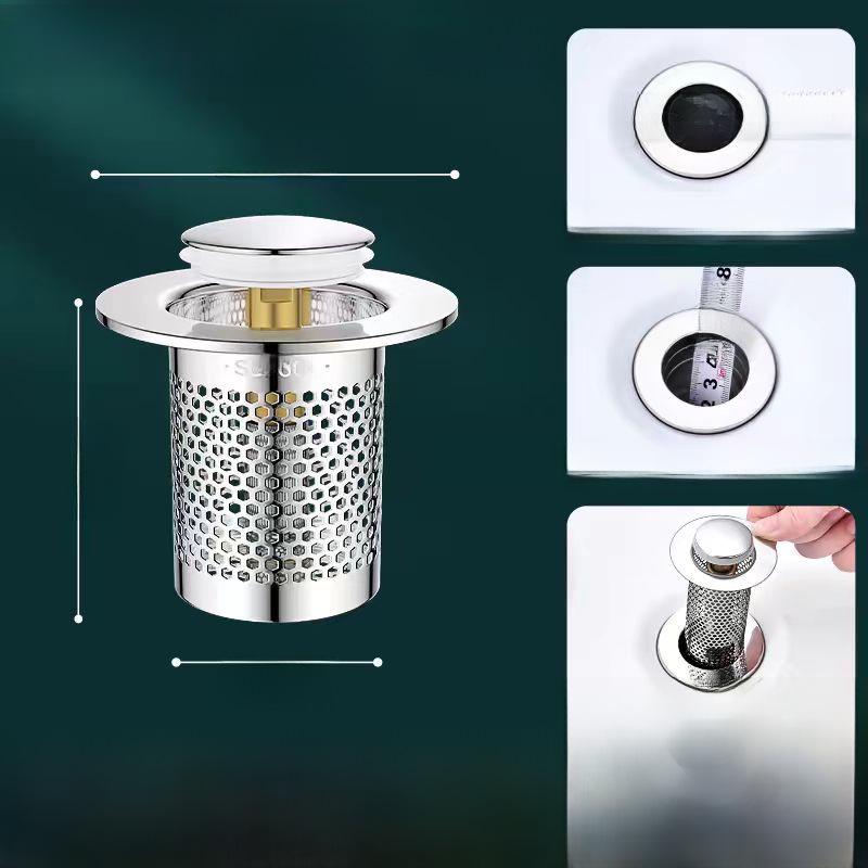 Всплывающий слив для раковины с сеткой-фильтром и заглушкой против запаха