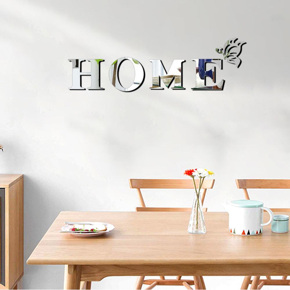 5 шт. Английская буква HOME Butterfly акриловая наклейка на стену самоклеящаяся наклейка на стену для зеркала своими руками украшение интерьера гостиная вход настенная живопись