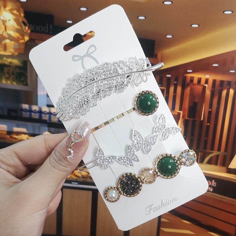 Корея Блестящий Кристалл Набор Заколок для Волос Модные Аксессуары для Волос Тренд для Женщин Девушка Жемчуг Стразы Заколка Боковая Заколка для Волос