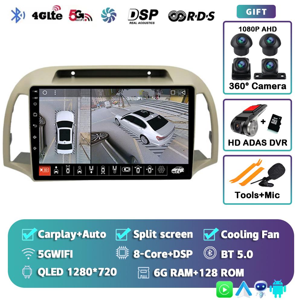 Android 14 Carplay Авто Автомагнитола Для Nissan March Micra K12 2002-2010 Навигация Авторадио Аудио Мультимедиа Видеоплеер Стерео
