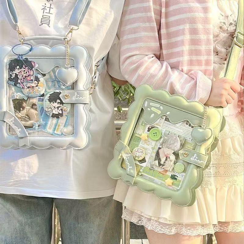 Sweet Cute Cookie Crossbody Bag Women Anime Badge Display Large Capacity Square Ita Bag Ladies Harajuku Handbag Shoulder Bag New