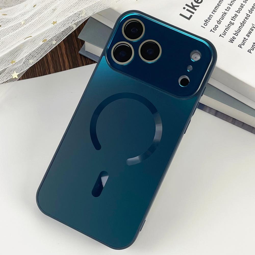 Роскосный Прозрачный Чехол с Текучей Жидкостью и Окном для iPhone 17 Air 16 15 14 13 12 11 Pro Max для Magsafe Кристально Прозрачная Магнитная Крышка