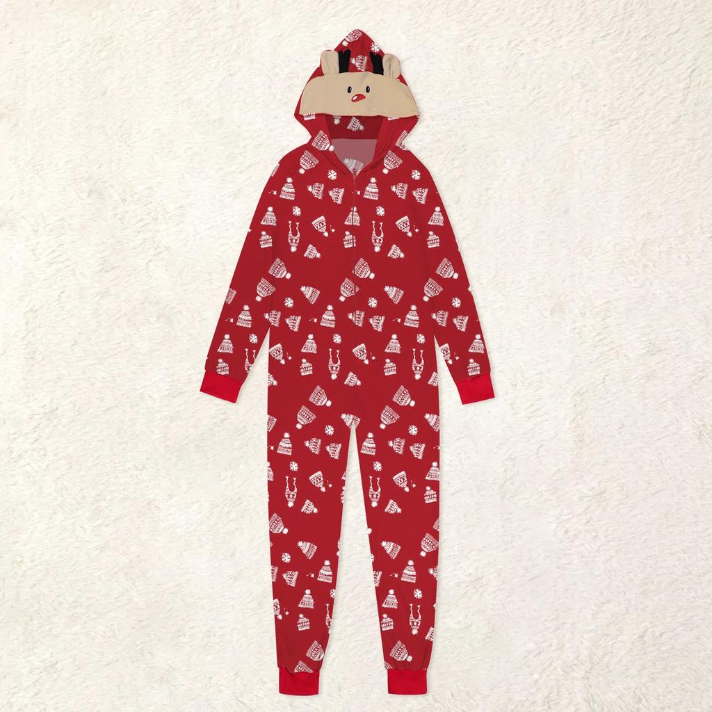 Christmas Hooded Jumpsuit Pajamas Elk Loungewear Outfits, Family Xmas  Matching Sets