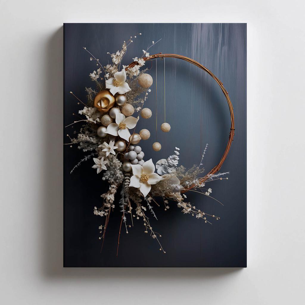 Magiczny Wieniec Bożonarodzeniowy Magiczny Wieniec Bożonarodzeniowy, 40X50 Cm, Rama Aluminiowa Złota, Papier Matowy 230 Gsm